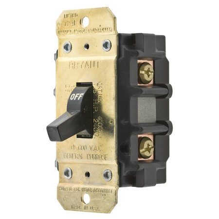 BRYANT Toggle Switch, Motor Disconnects, Double Pole, 40A, 600V AC, Side Wired Only, Black 40002D